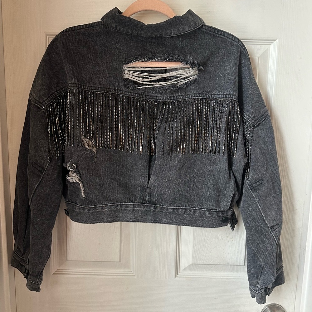 Black Jean Jacket with Rhinestones !!